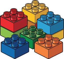 Set of colorful toy bricks icon vector on white background. © Rokaiya