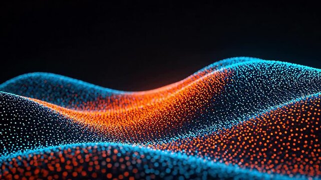Abstract wave of glowing dots