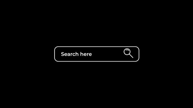 animated search input field with search here placeholder and search icon ui motion graphics.