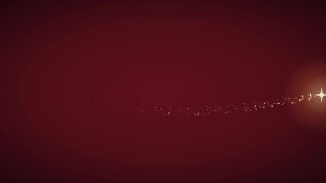 Magical Golden Stardust Trail Sweeping on Deep Red Background