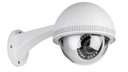 White dome security camera with IR LEDs and clear lens, isolated on transparent background © LUXSTORY
