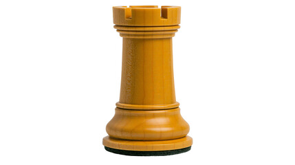 Wooden chess rook piece with crenellated top, isolated on transparent background © LUXSTORY