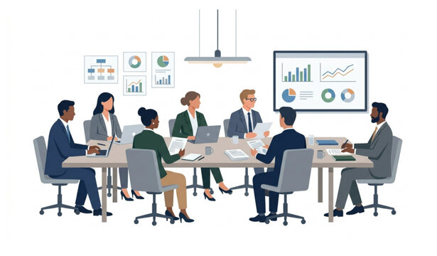 Premium board of directors conference meeting vector illustration
