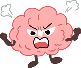 Fototapeta premium Cute Angry Brain Mascot Cartoon Character Illustration