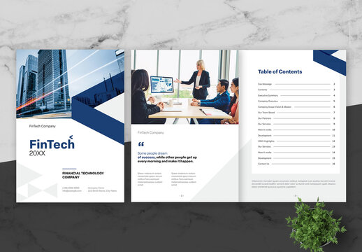 Blue And Black FinTech Company Brochure 