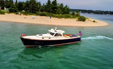 Fototapeta premium Summer luxury yachting in Harbor Springs, Michigan