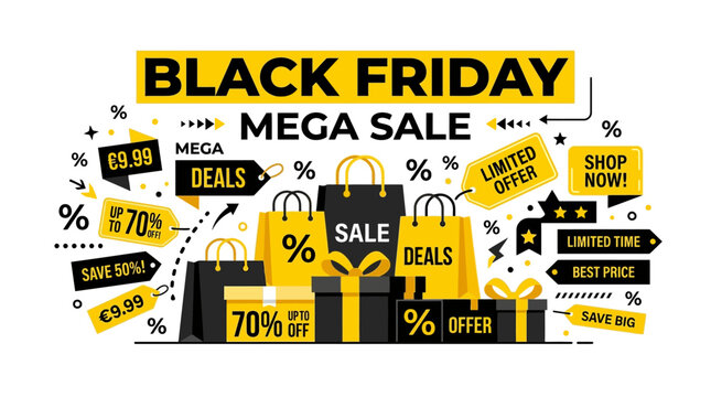 Black Friday Mega Sale Shopping Bags.
