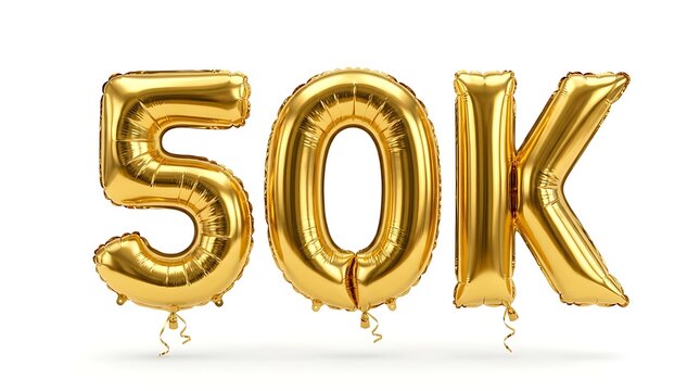Golden foil 50k celebration balloon numbers