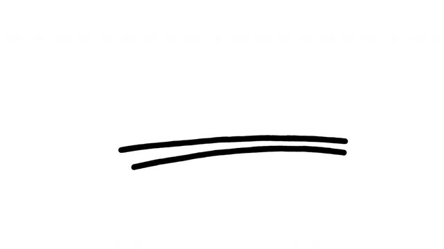 Two black underline animation on white background, minimalist sketch motion graphic for highlighting text, organic line doodle on white background for video annotation