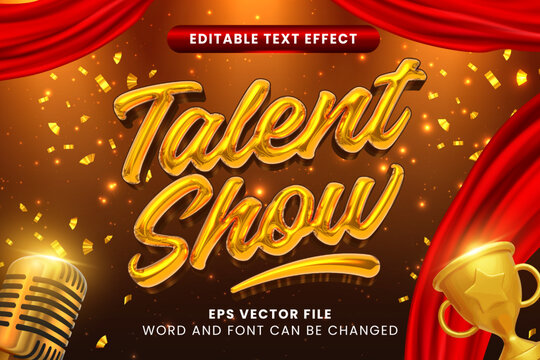 Talent show luxury gold 3d editable vector text effect