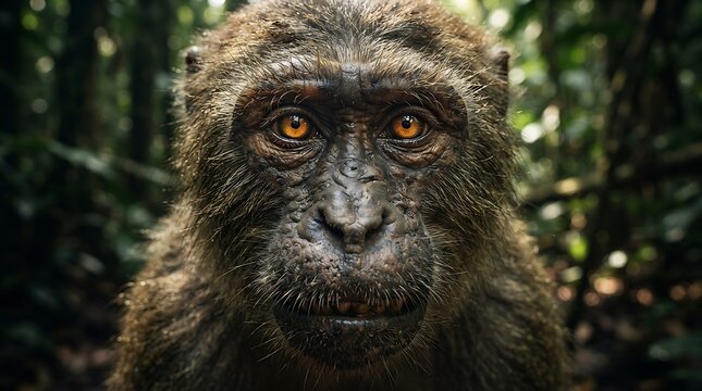 Monkey face detailed fur textures