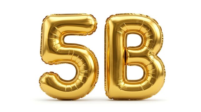 Golden foil number 5 and letter b balloons
