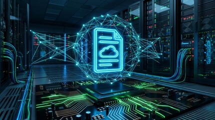 Fototapeta premium Cloud Document Server Concept