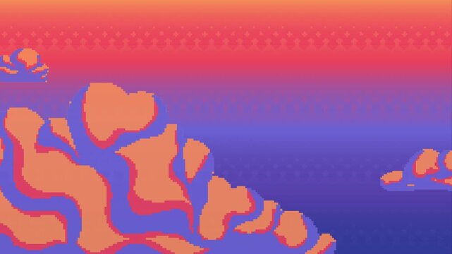 Animated 8-Bit Pixel Art Cloudscape at Sunset
