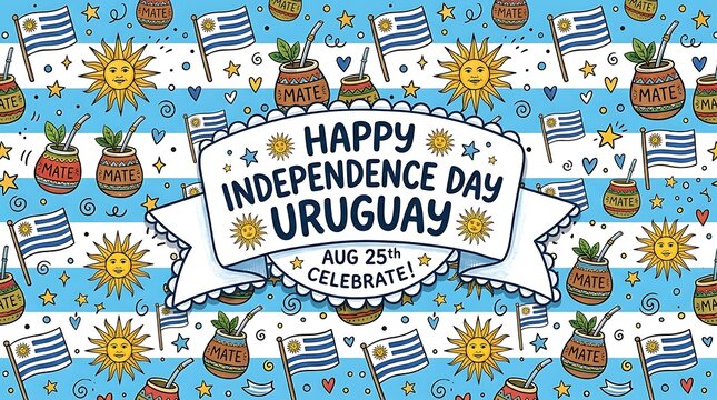 uruguay independence day on white background