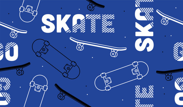 Cute skateboard pattern background vector design