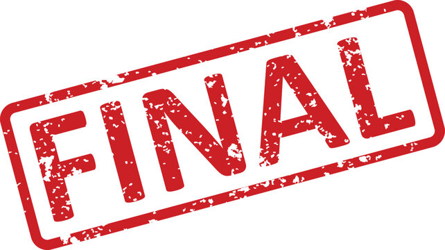 A red final stamp on a white background