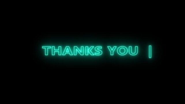 Thank you text animation with the black background for the intro and outro template on black background