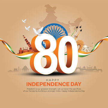 happy independence day India. monuments with Indian flag. abstract vector illustration design