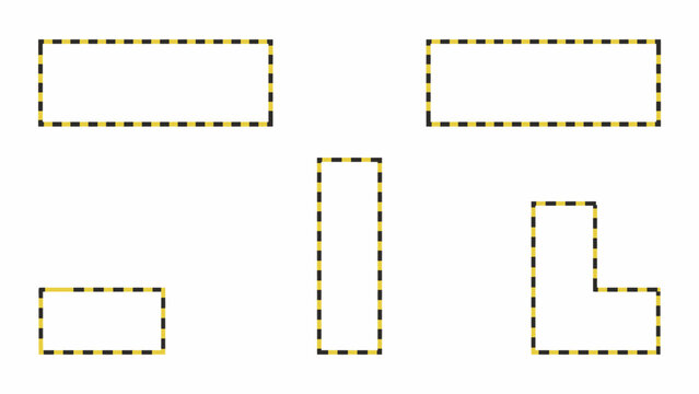 Set of colorful dashed line geometric shapes in minimalist style
