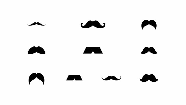 Black mustache and beard styles vector icons collection