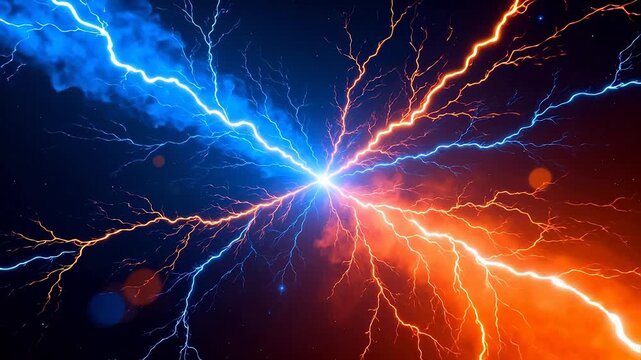 Electricity lightning bolts in space