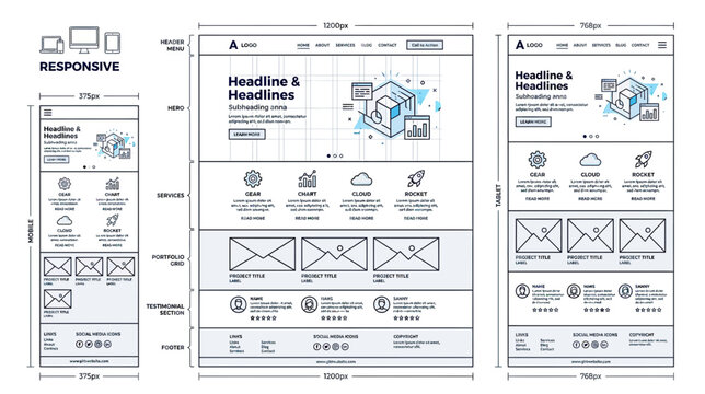 Responsive Web Design Wireframe and Mockup for Websites and Apps