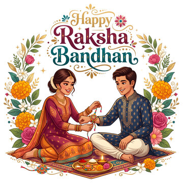 Happy Raksha Bandhan ornate mandala with traditional peacock motif