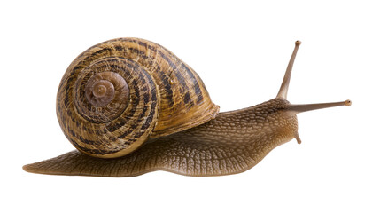 Brown garden snail with spiral shell, isolated on transparent background © Andrej