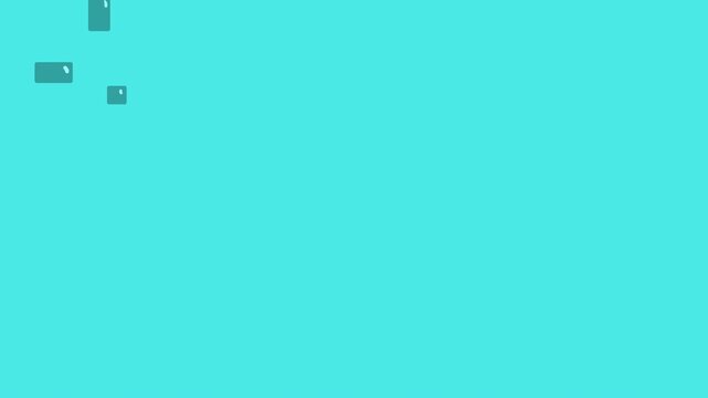 An underwater animation of rectangular geometric bubbles rising upwards.