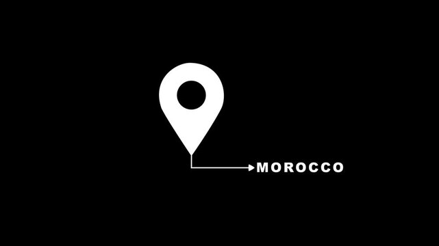 Animated Location Pin Pointer Showing Morocco on Black Background | GPS Map Marker Motion Graphics
