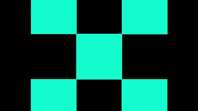 Teal colored checkerboard pattern made of alternating solid squares, forming an abstract geometric grid or textured design element with a smooth today