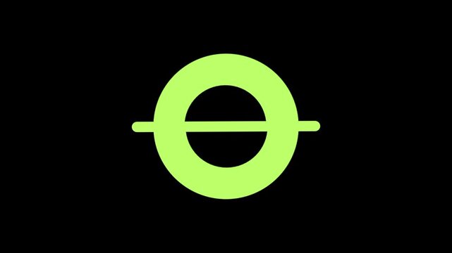 Lime green circle icon with a diagonal slash line crossing through it, representing a disabled, restricted or turned off status with a smooth glowing
