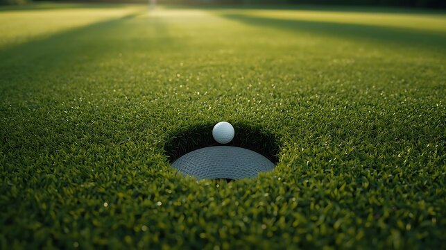 Golf Ball About To Fall Into The Hole