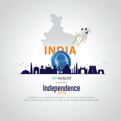 15th august happy independence day democratic India 80th with Indian flag. abstract vector illustration design © arun