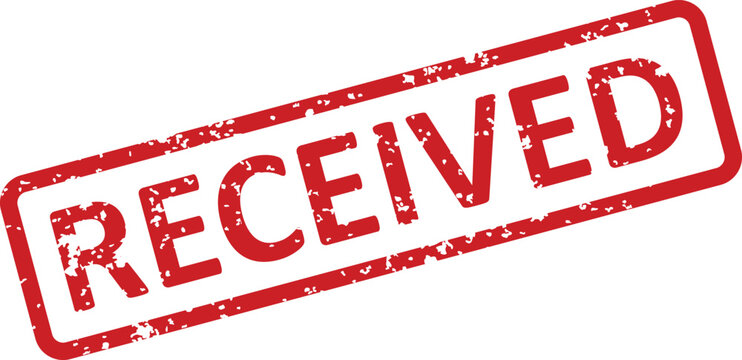 Red received stamp on white background
