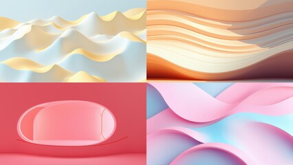 Fototapeta premium Abstract fluid shapes, soft colors, gentle waves. Minimalist design, smooth gradients, modern aesthetic. Light, airy composition.
