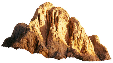 Jagged desert mountain peak with deep crevices, isolated on transparent background © Andrej
