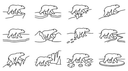 Polar Bear Collection: Diverse Arctic Animal Poses and Environments © Fajar