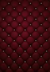 Obraz premium Luxury Dark Red Burgundy Tufted Leather Texture Background with Gold Buttons for Elegant Interior Design