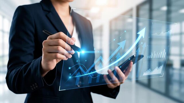 Business growth roi increase with ai integration system development reduce cost improve efficiency successful corporate strategy innovation project management strategic planning corporate progress