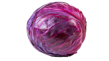 Obraz premium Whole red cabbage with vibrant purple leaves, isolated on transparent background