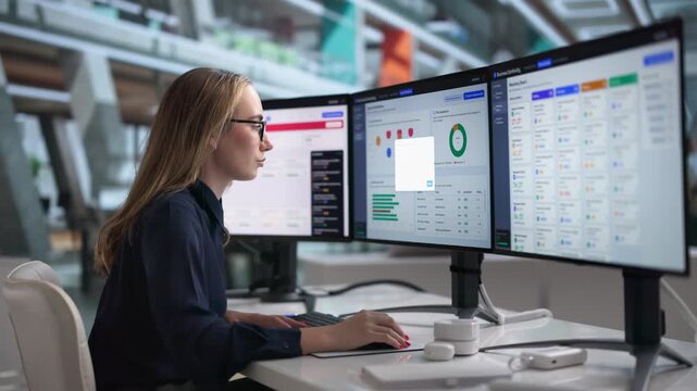 IT Manager Monitors Real-time Dashboard Ensuring Business Continuity