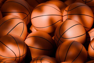 Obraz premium 3d basketballs piled on top of each other