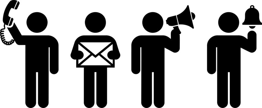 Communication Featuring Telephone Mail Megaphone and Bell Symbols 