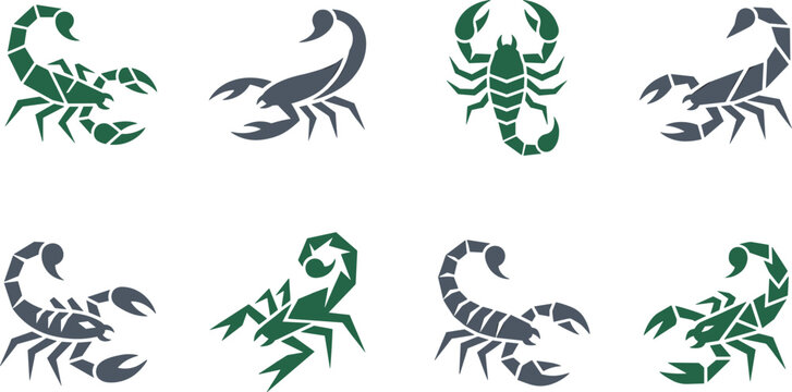 Geometric Scorpion Silhouette Vector Set with Minimalist Polygonal Elements for Logos and Merchandise