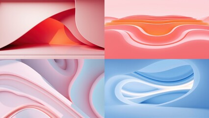 Fototapeta premium Abstract colorful layers, flowing shapes. Soft gradients create modern aesthetic. Minimalist design, smooth curves, vibrant hues.