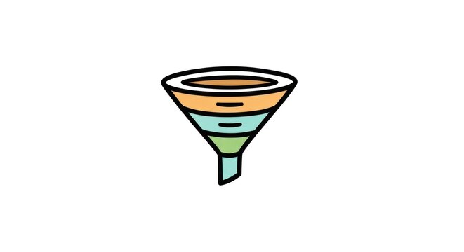 Colorful Funnel Diagram Marketing Illustration.