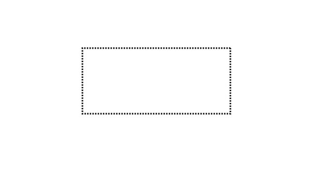 Dotted line rectangle frame animation on white background. Animation of a dotted line path from left to right point. border frame dotted line animation isolated on white screen.