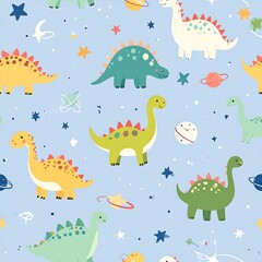 Fototapeta premium Dinosaurs Standing in Space Setting